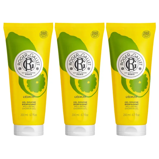 Roger&Gallet Cédrat Gel Douche 200 ml Lot de 3 Aloe Vera