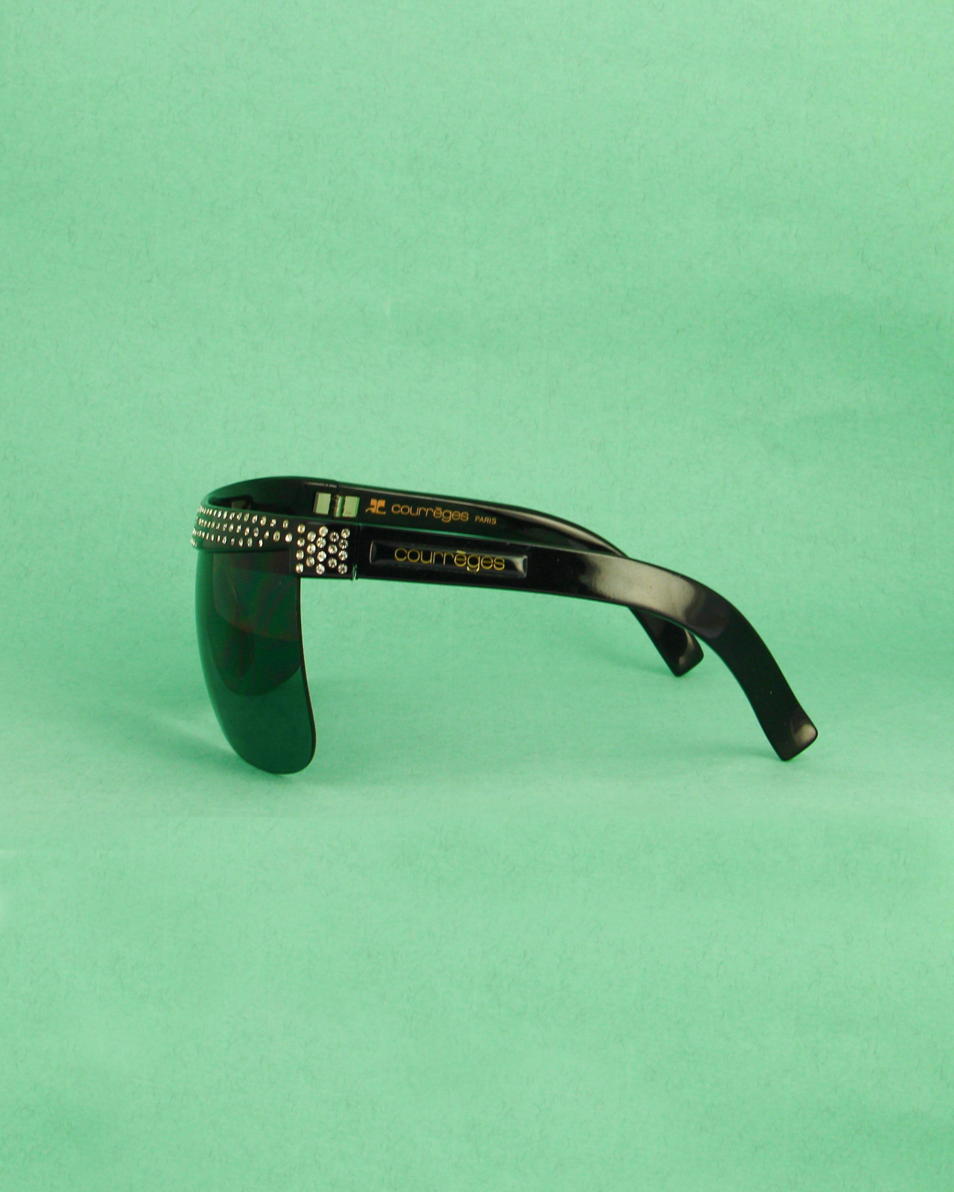 Courrèges 7853 lunettes masque oversize bleu strass
