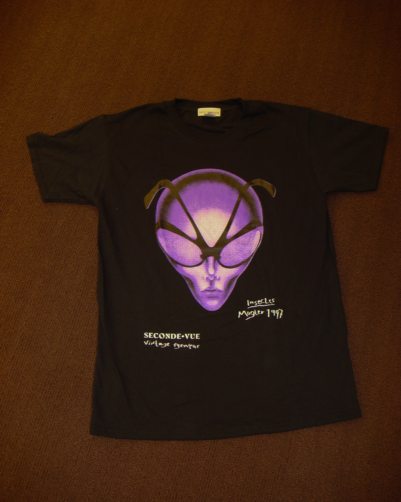 Seconde Vue T-shirt noir Mugler taille M coton chiné