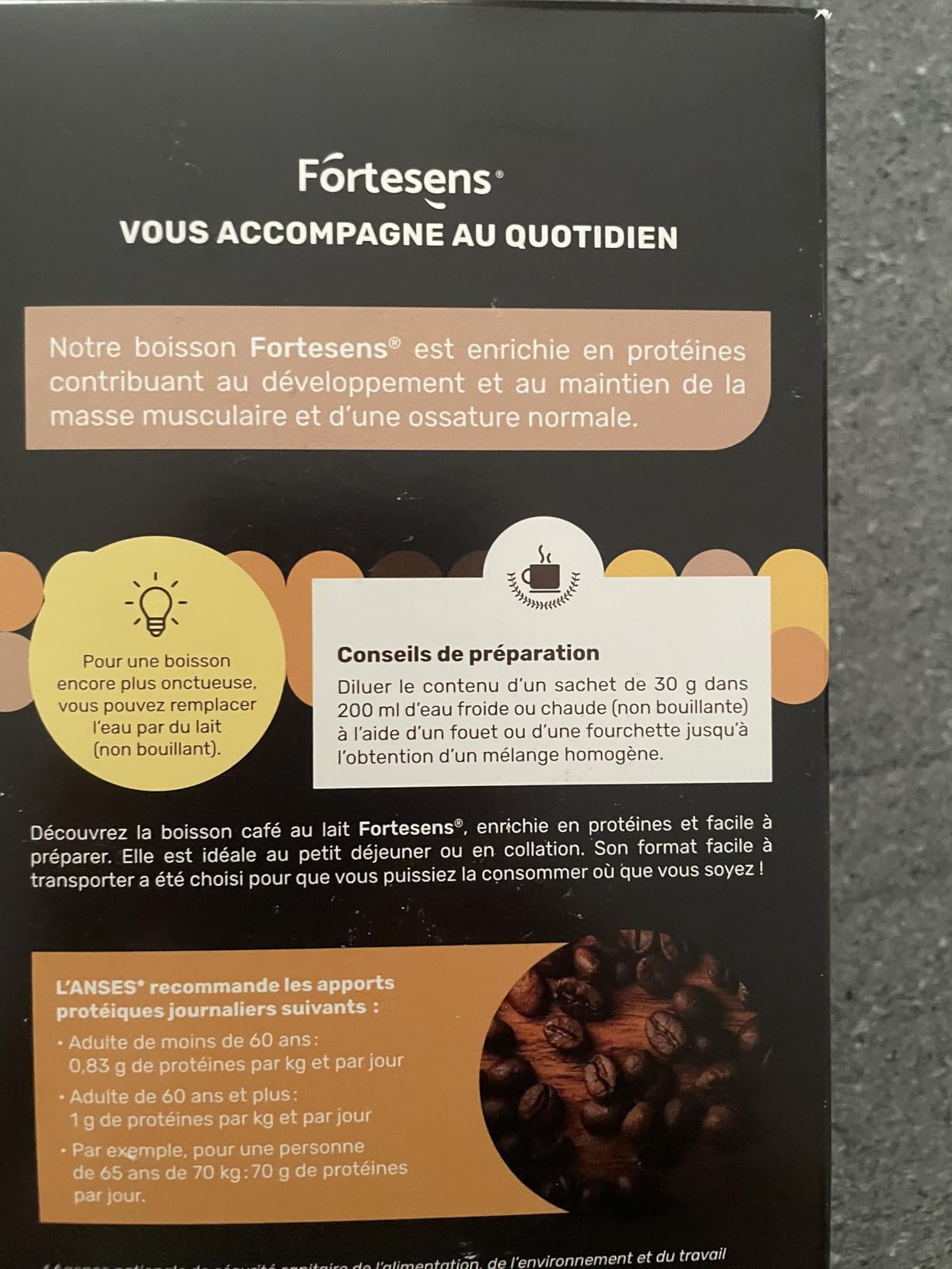 Nutrisens Fortesens boisson protéinée café 7x30g