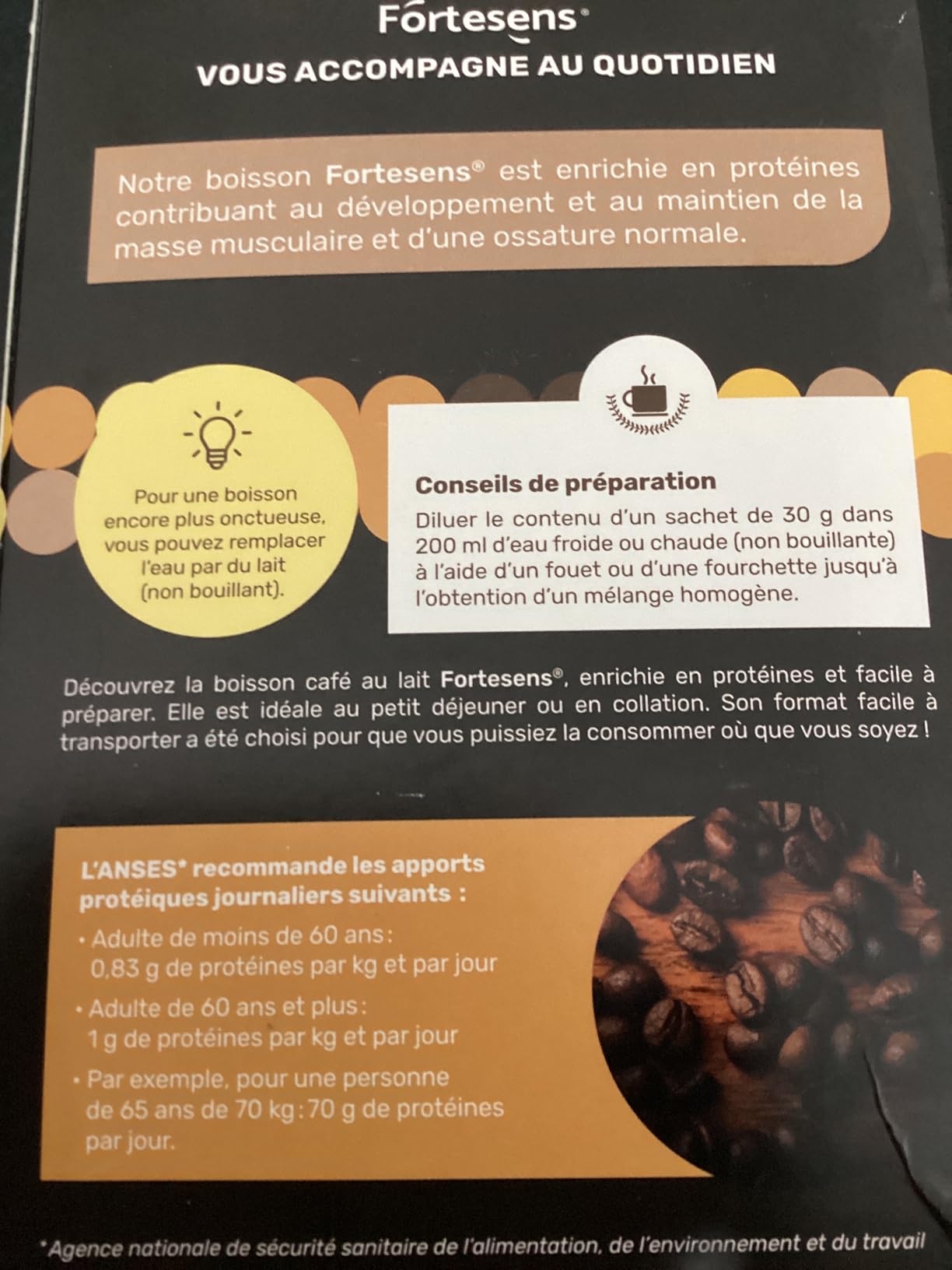 Nutrisens Fortesens boisson protéinée café 7x30g