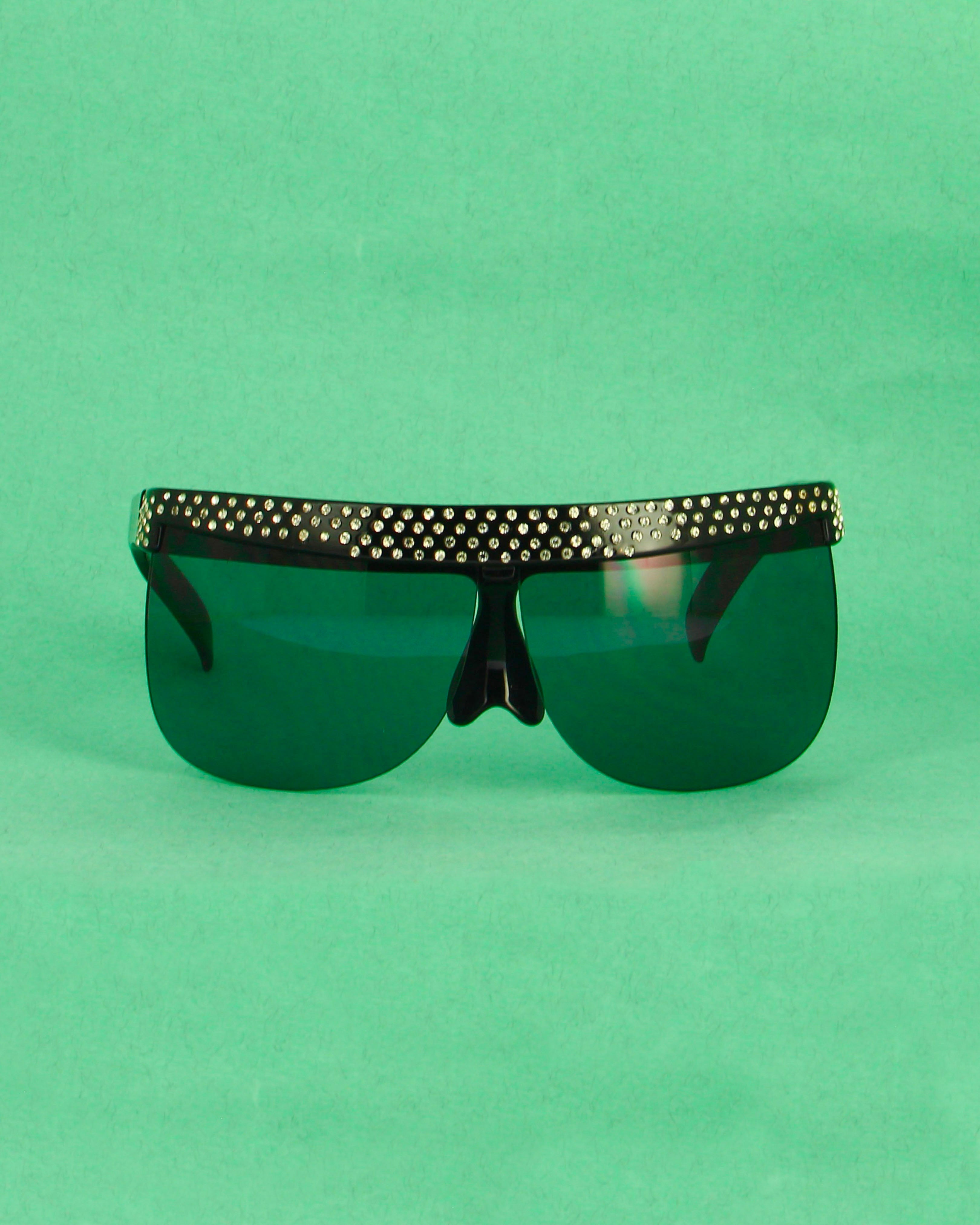Courrèges 7853 lunettes masque oversize bleu strass