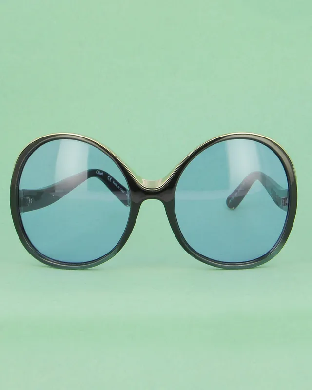 Chloé CE71 lunettes de soleil noir oversize verres bleus