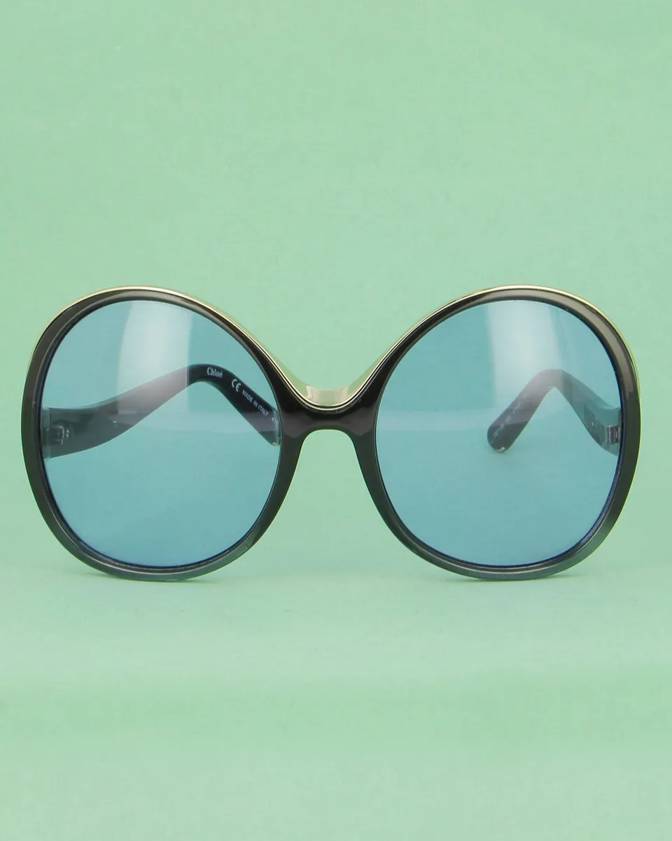 Chloé CE71 lunettes de soleil noir oversize verres bleus
