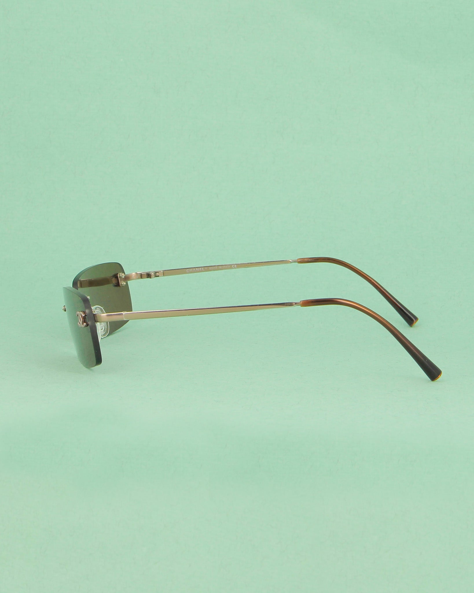 Chanel C.116 lunettes de soleil marron percées rectangle