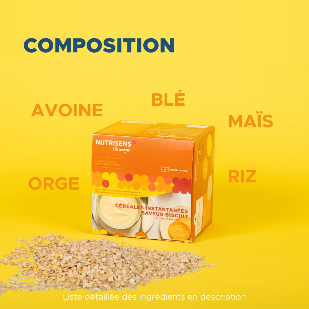 Nutrisens Porridge Protéiné Biscuit Céréales 50g Riche en Protéines