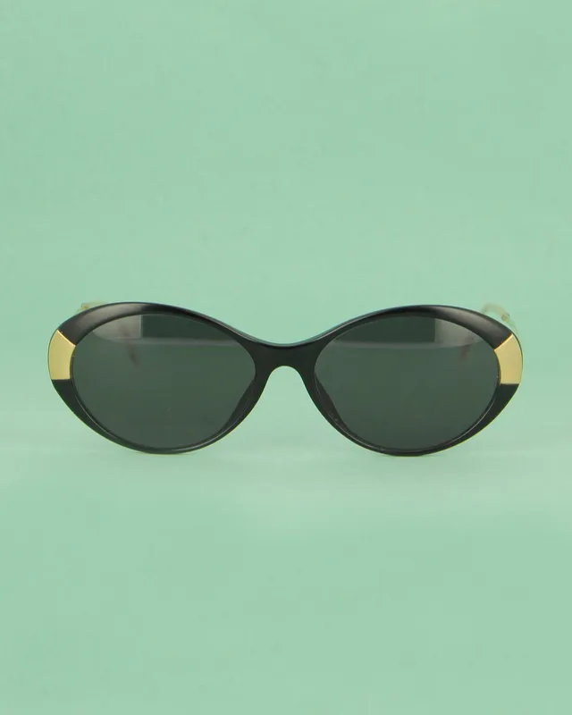Seconde Vue Black & Gold lunettes de soleil ovales noir or