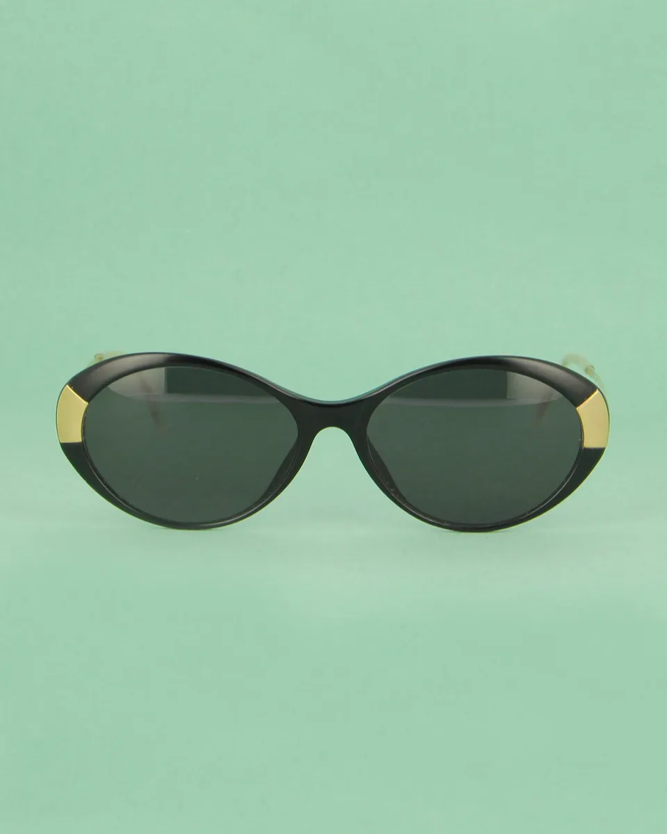 Seconde Vue Black & Gold lunettes de soleil ovales noir or