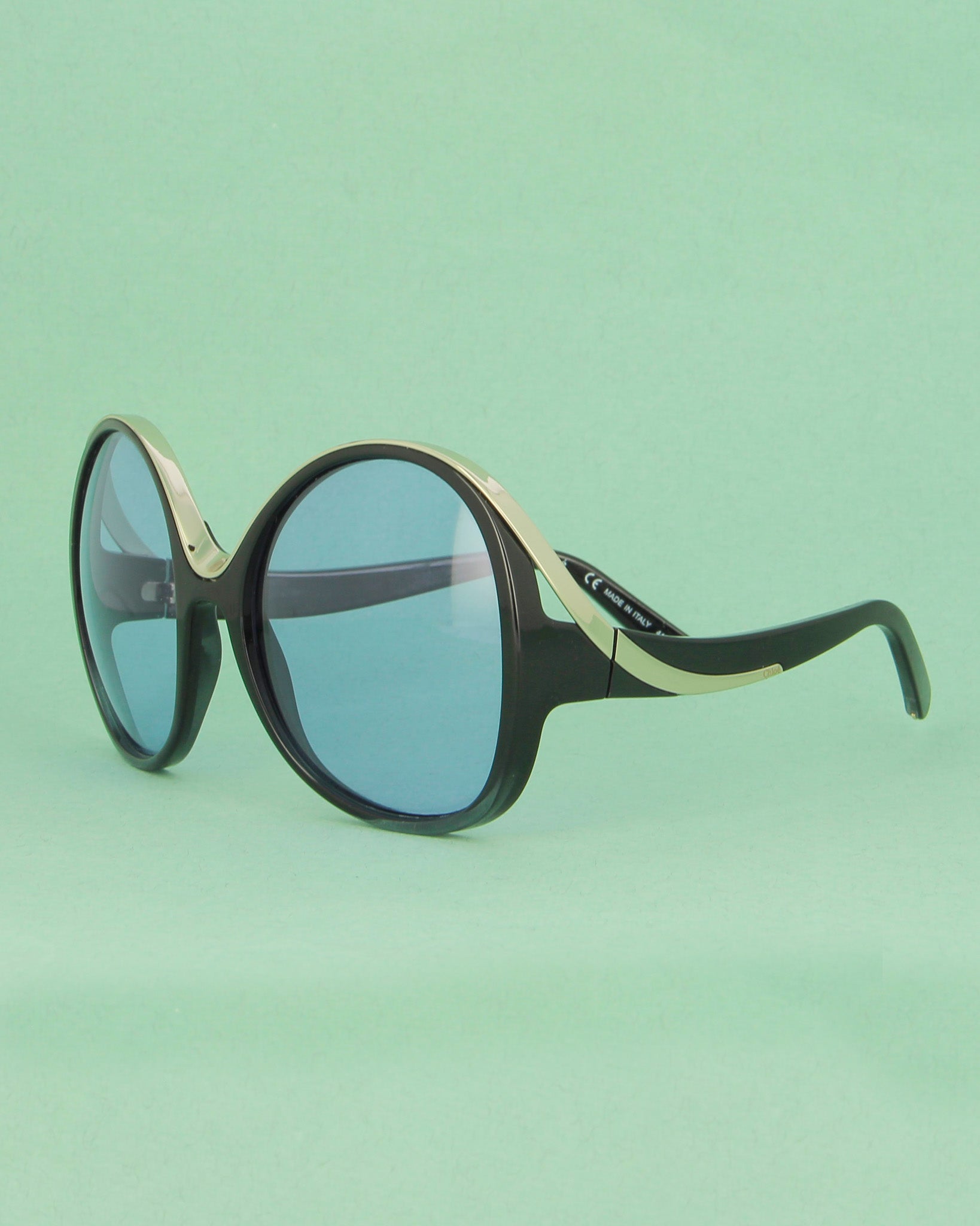 Chloé CE71 lunettes de soleil noir oversize verres bleus