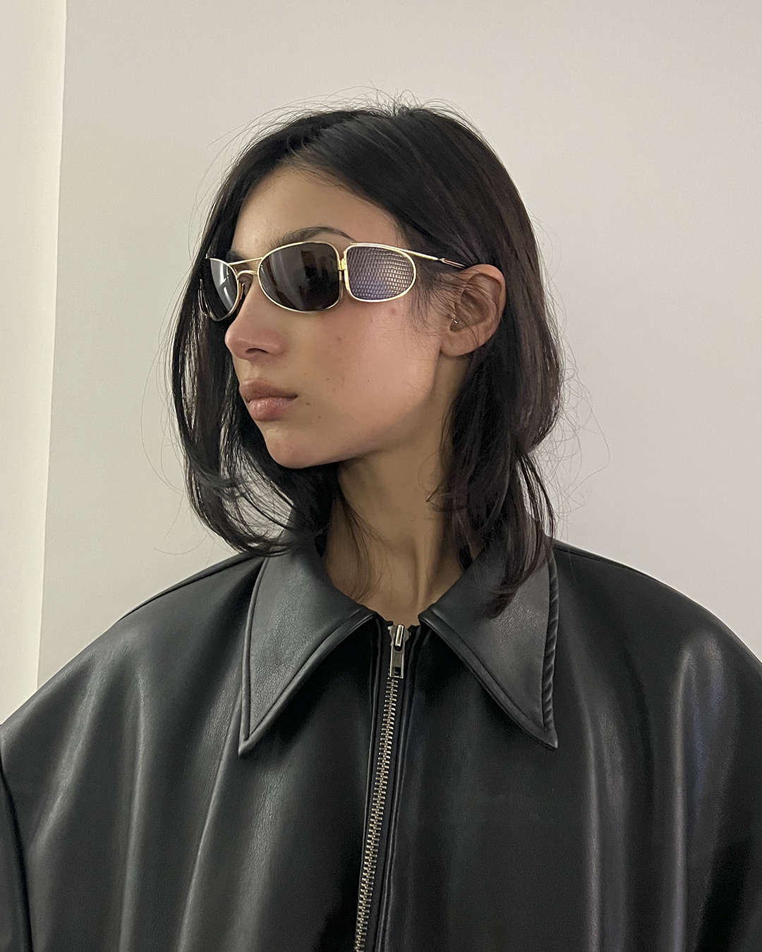 JF Rey 643 lunettes de soleil doré cuir vintage
