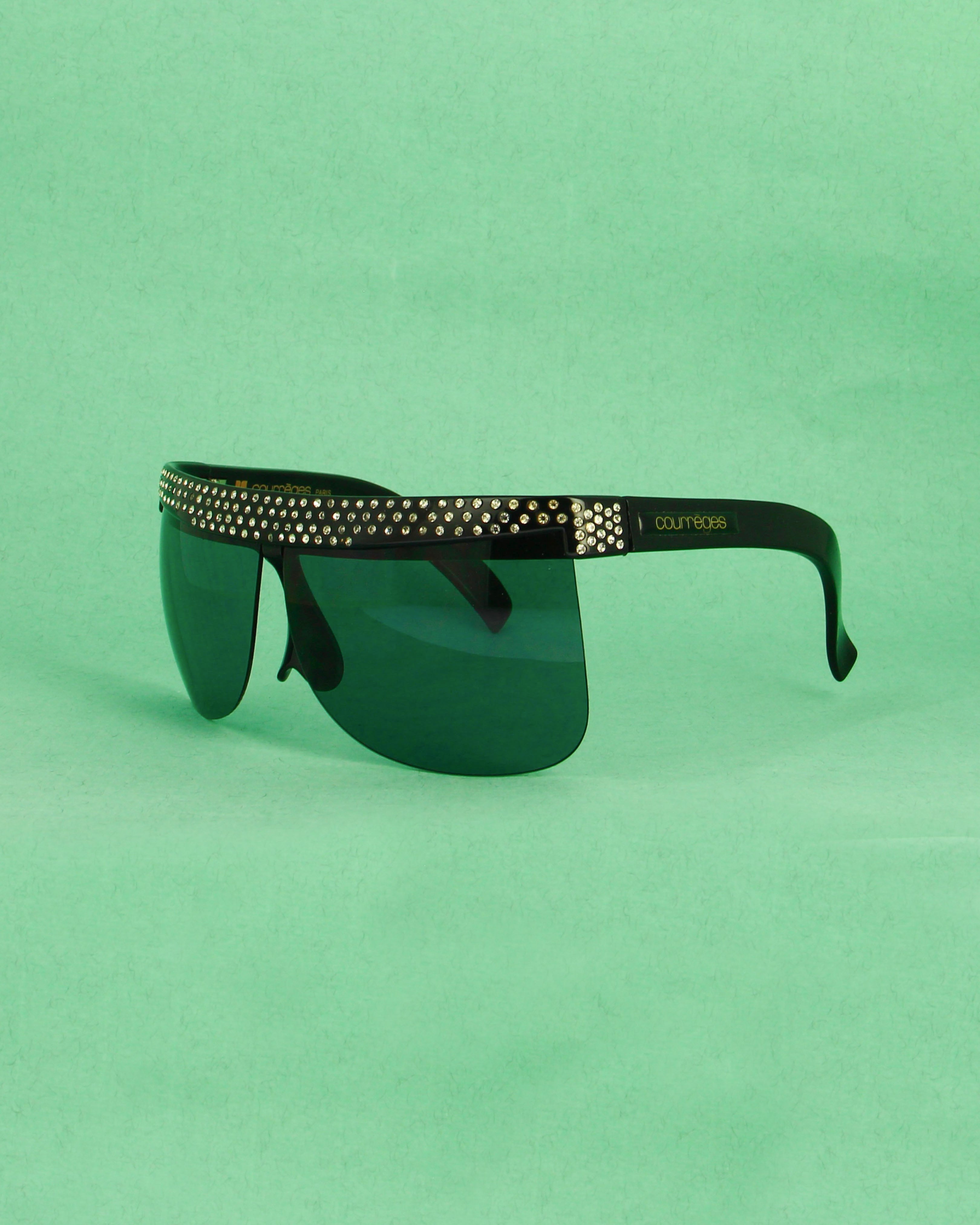 Courrèges 7853 lunettes masque oversize bleu strass