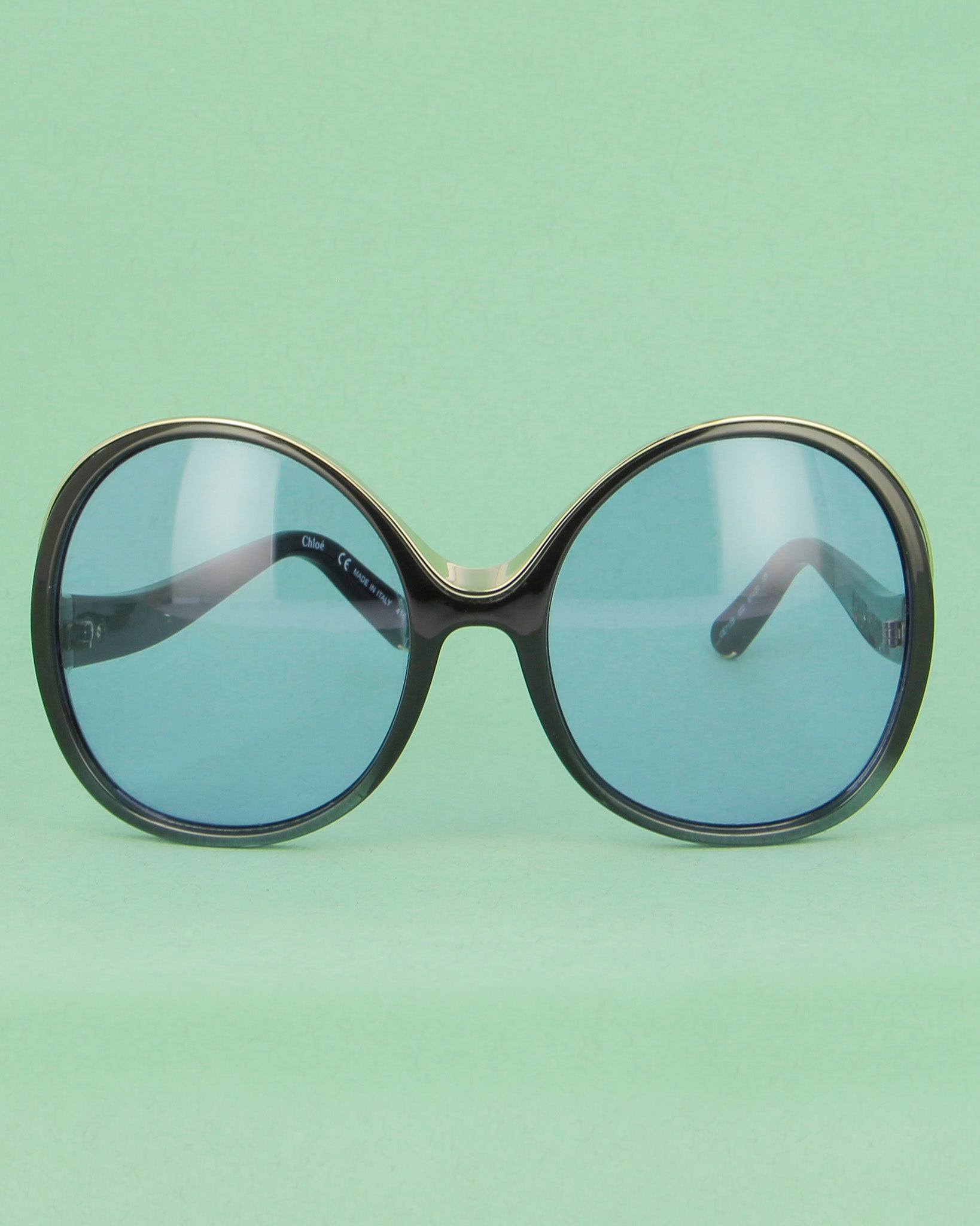 Chloé CE71 lunettes de soleil noir oversize verres bleus