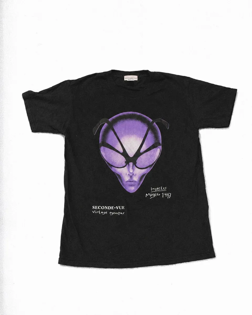 Seconde Vue T-shirt noir Mugler taille M coton chiné