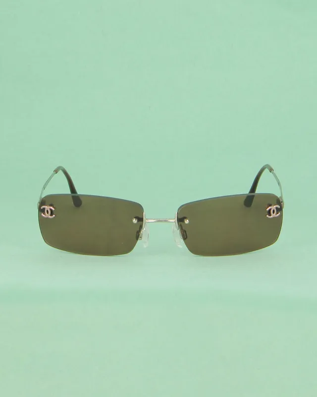 Chanel C.116 lunettes de soleil marron percées rectangle