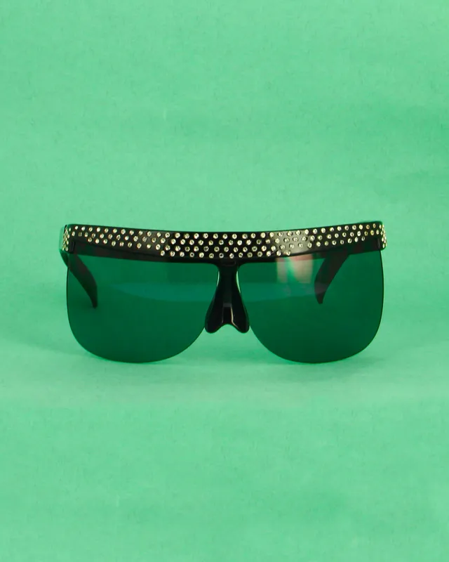 Courrèges 7853 lunettes masque oversize bleu strass