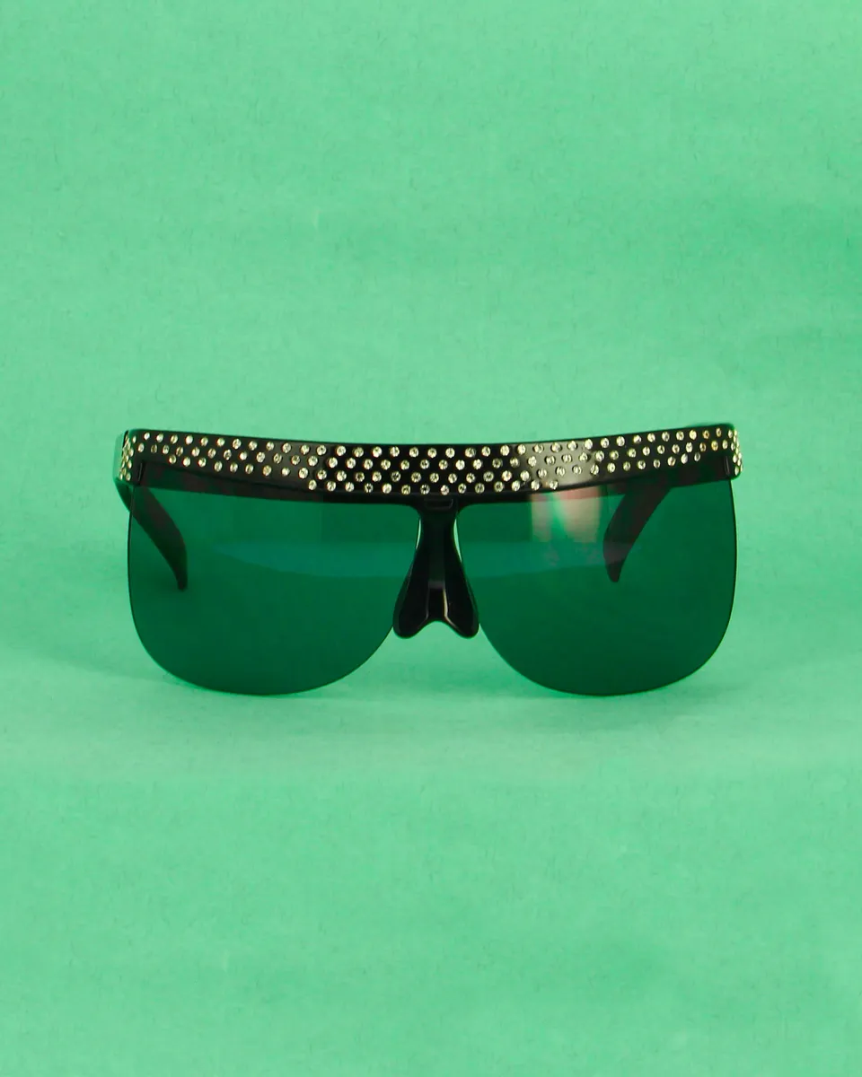 Courrèges 7853 lunettes masque oversize bleu strass